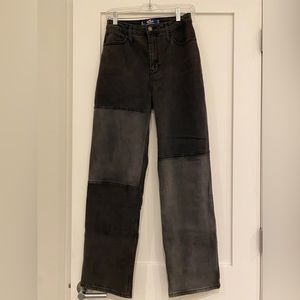 Hollister black patched jeans. Just doesn’t fit my waist anymore!